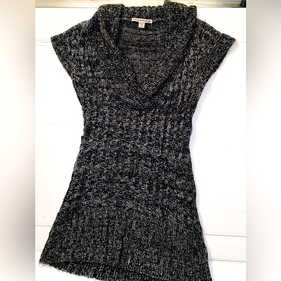 Comfy Mini Sweater Dress - Short Sleeve Long Sweater - Picture 2 of 4